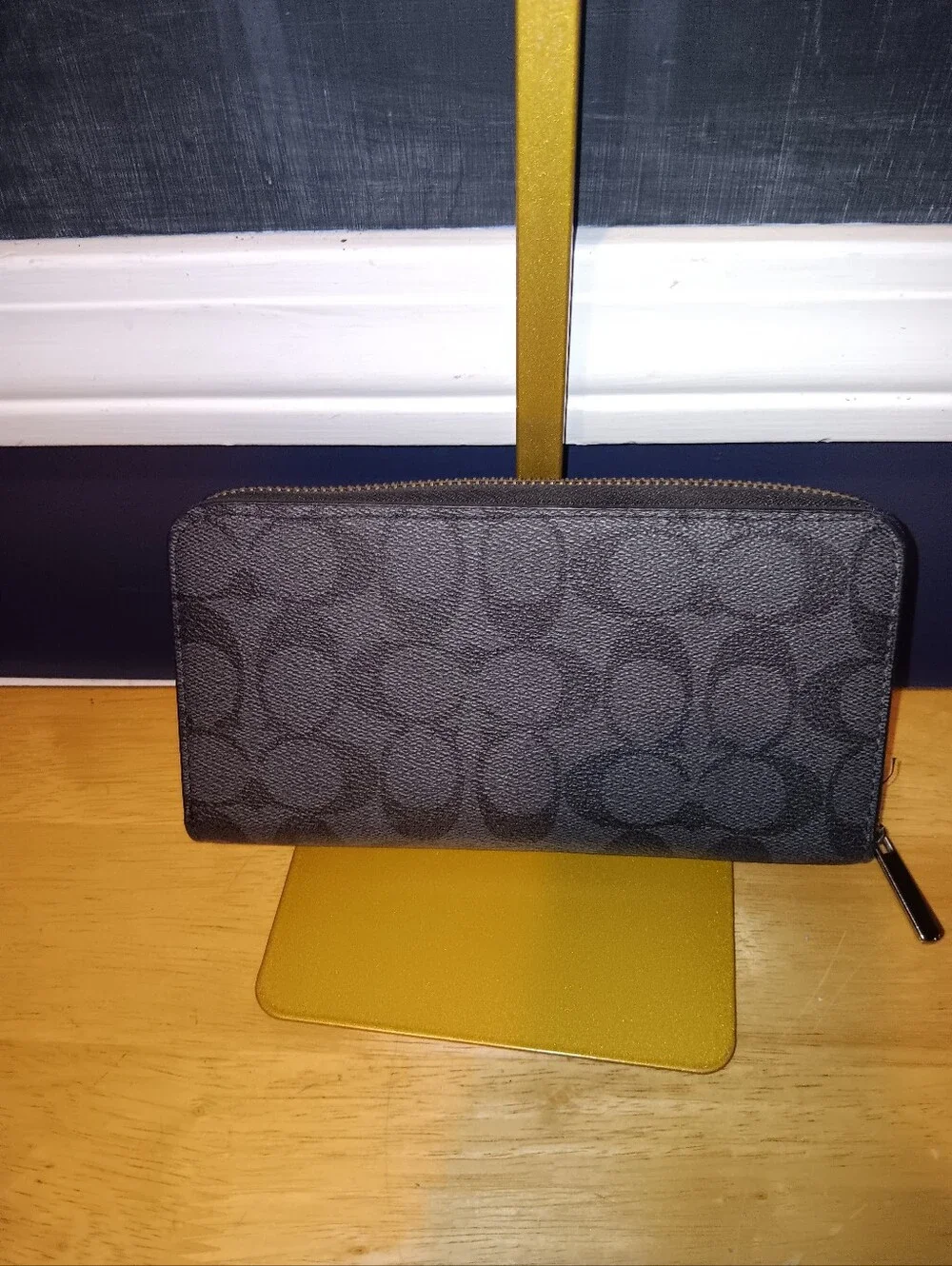 Coach Monogram Signature Zip Wallet